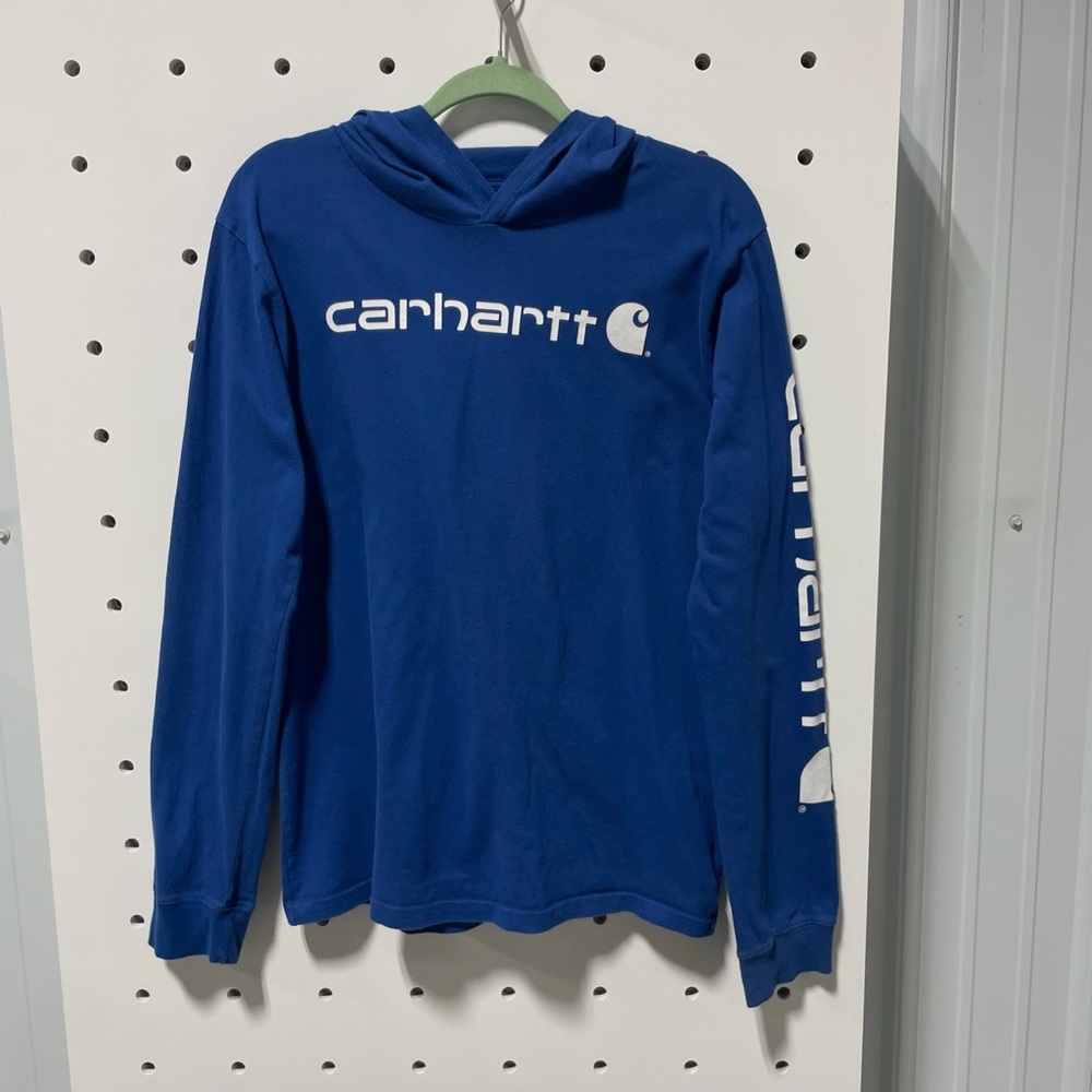 Carhartt Kids Long-Sleeve Hooded Signature Graphic Blue Size XL